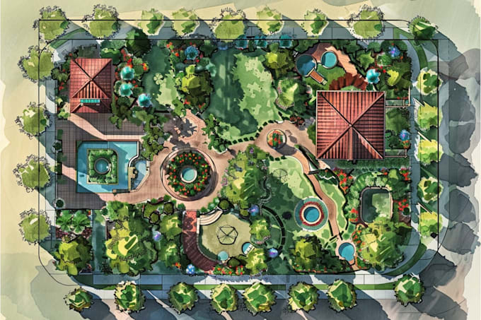 make property map, plat map, site plan, landscape design, and rendering
