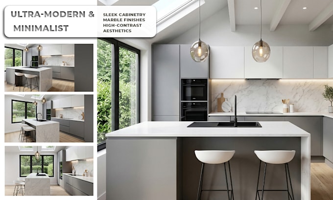 do photorealistic 3d modern kitchen renderings