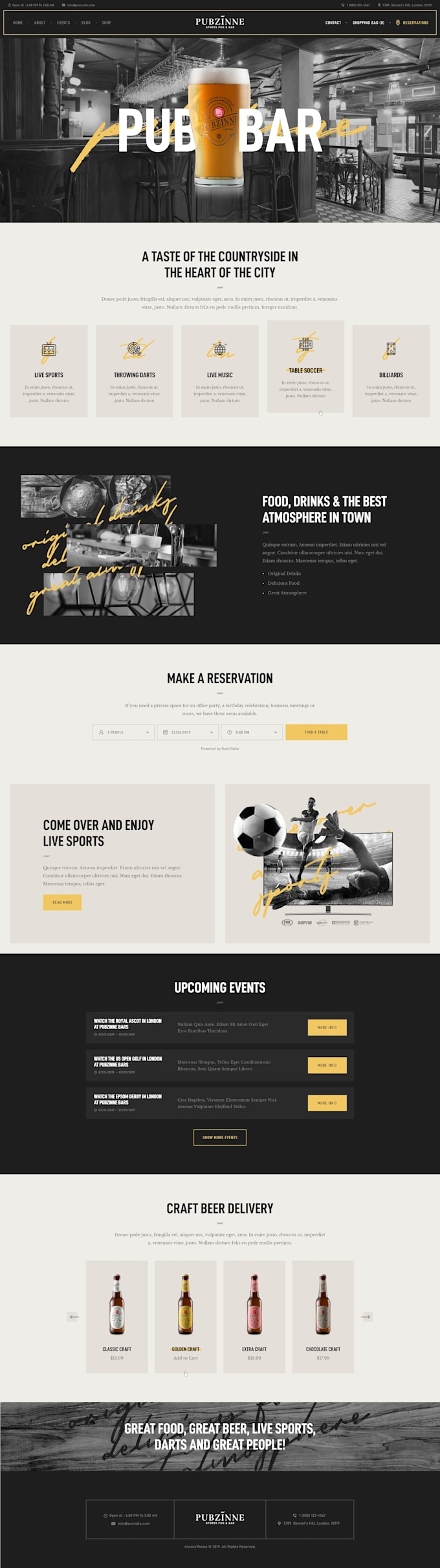 create pizza bar website design