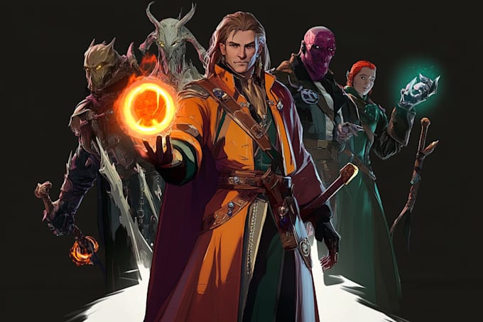 create professional fantasy warrior character illustration