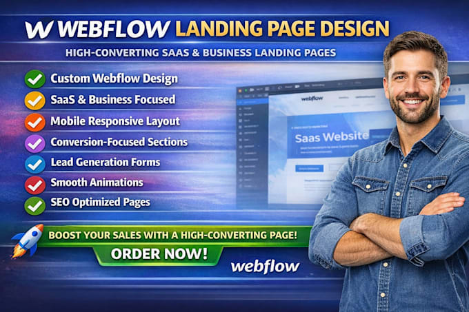 design webflow landing page for saas startup and business