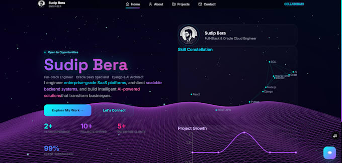create a modern responsive portfolio website for developers