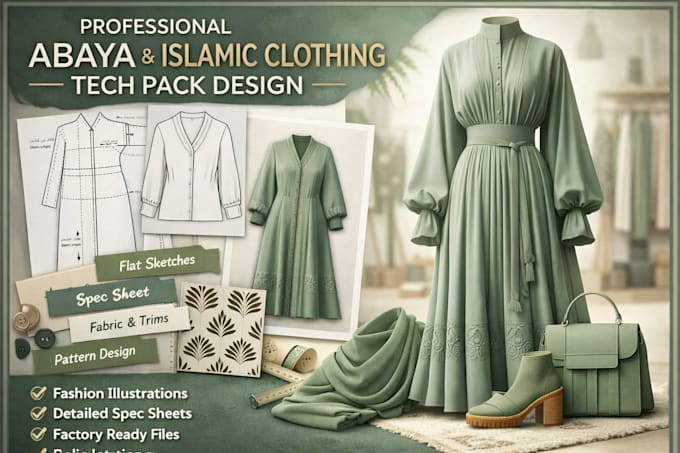 design islamic clothing tech pack modest wear tech pack abaya tech pack design