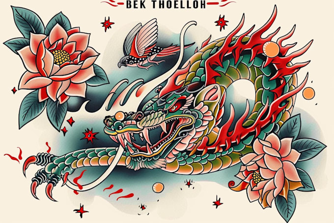 create old school or traditional tattoo style design
