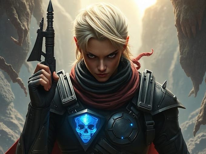 create fantasy, sci fi, character with hyperrealistic style