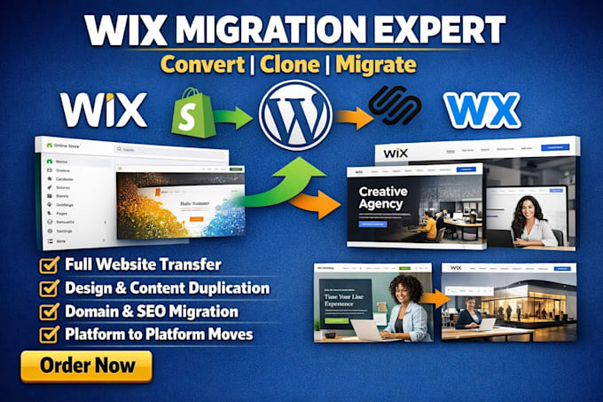 convert clone or migrate wix website from wordpress shopify and squarespace