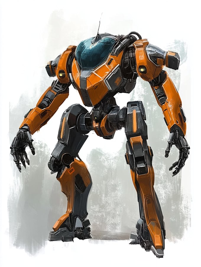 do anime style mecha robot illustrations