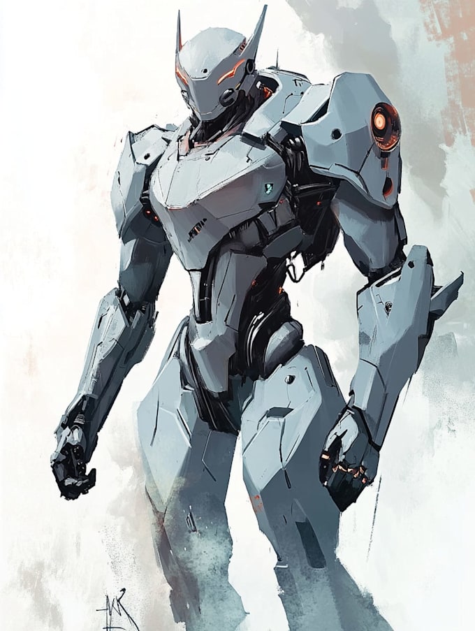 do anime style mecha robot illustrations