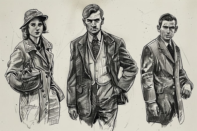 draw your portrait into vintage style sketch