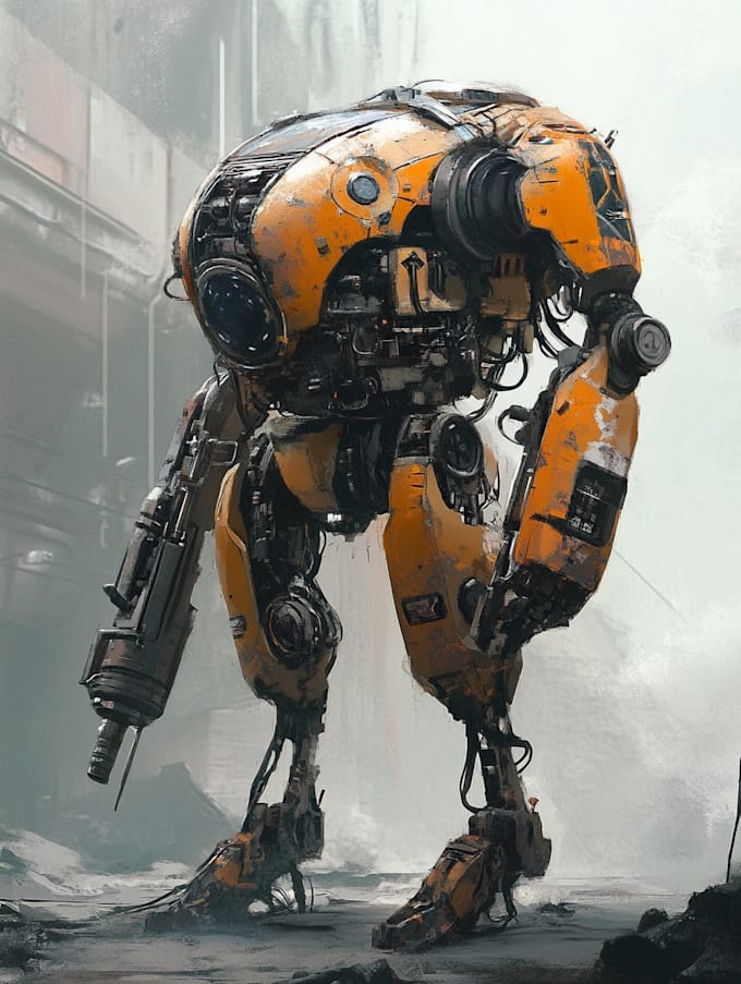 illustrate high quality futuristic mecha designs
