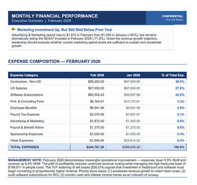 detailed financial analysis and dashboard