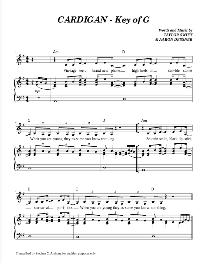 transcribe audio into performance ready sheet music