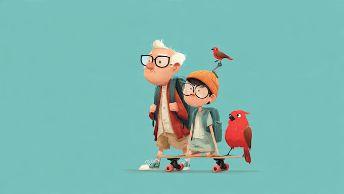 draw a cute and funny cartoon illustration
