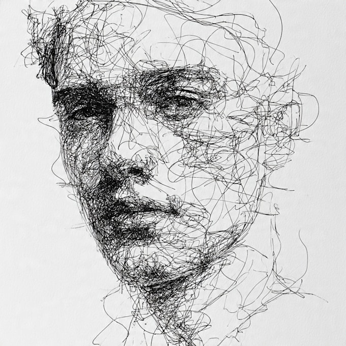 do scribble art, abstract line portrait