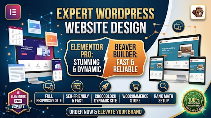 design responsive wordpress website with beaver builder or elementor pro