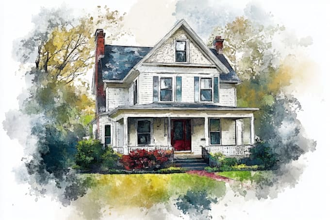 draw a watercolor house painting
