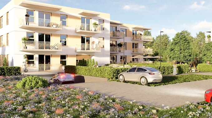 develop cgi rendering from site plan, estate housing architectural visual, revit