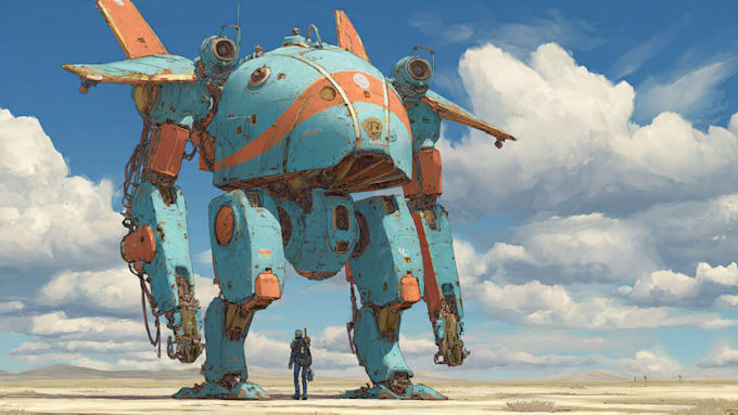 create retro mecha or scifi gundam art