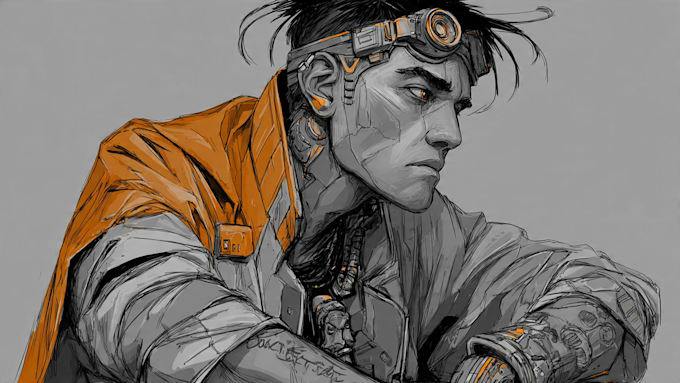 a sci fi character illustration or sci fi character