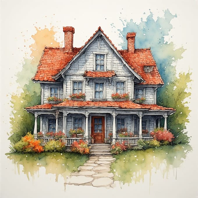 paint watercolor house portrait