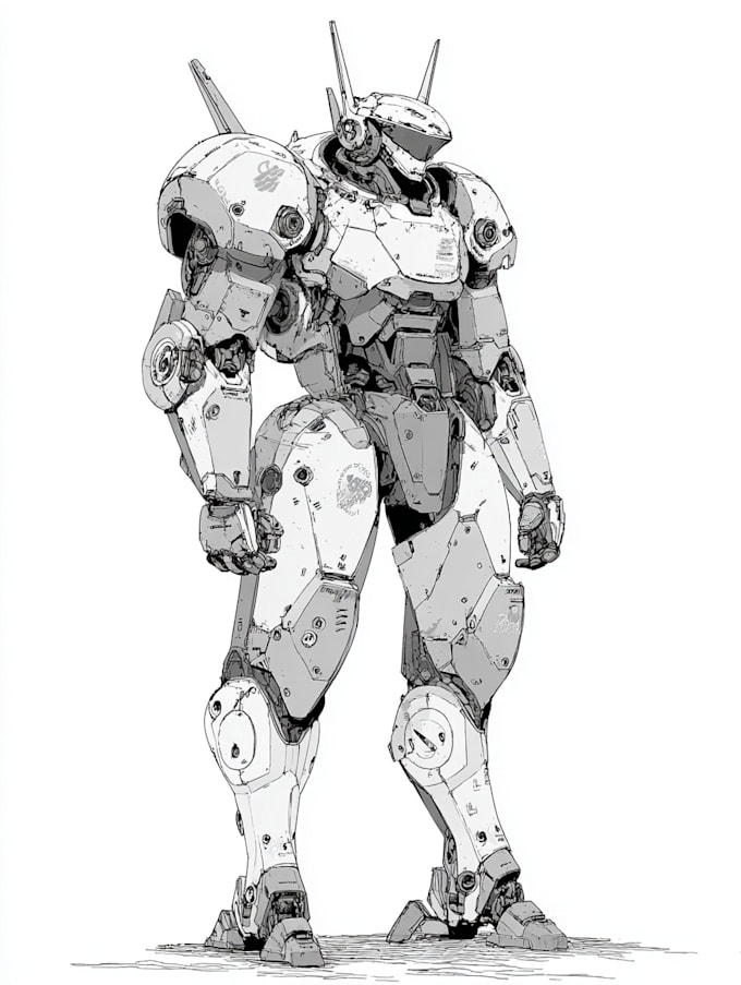 do anime style mecha robot illustrations