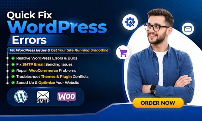 fix wordpress issues fix SMTP email issue woocommerce issues and website error