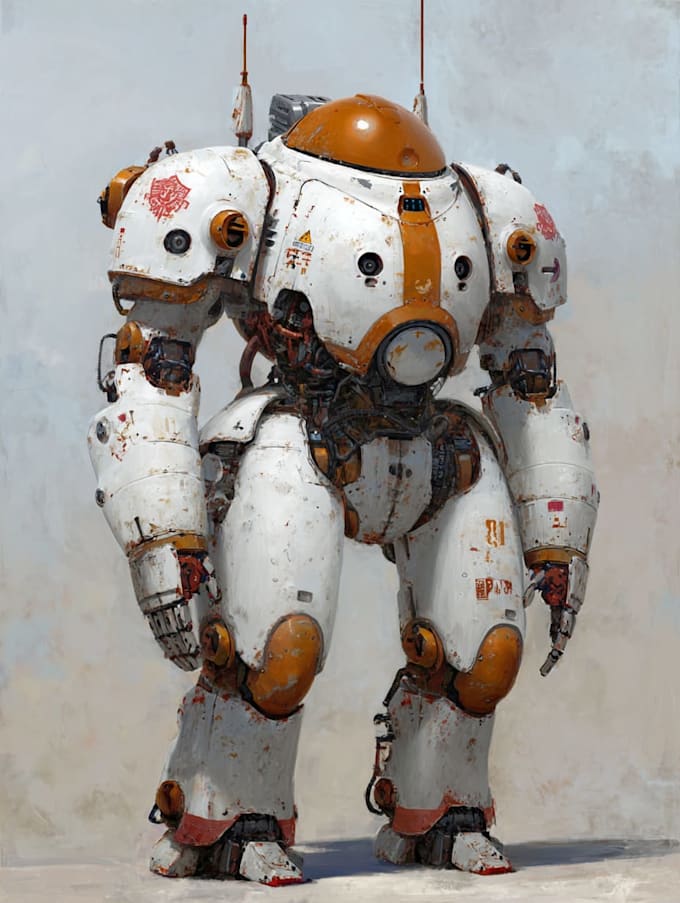 draw mecha helmet, weapon, armor concept