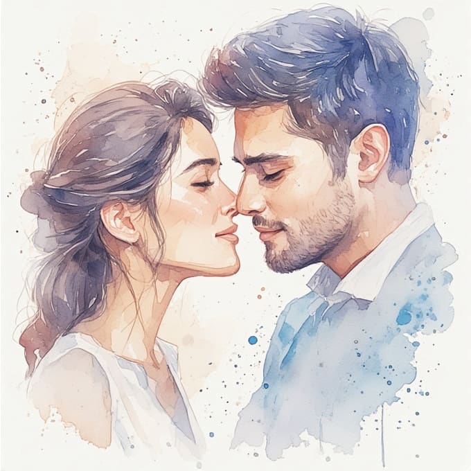 create watercolor couple portraits