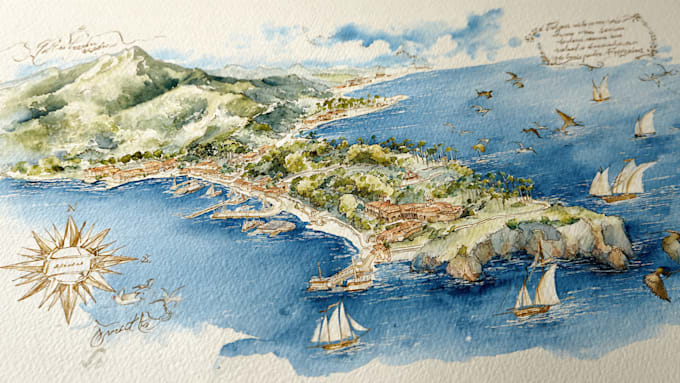 do custom watercolor wedding map