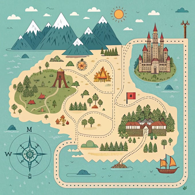map illustration, map design, 2d vector map, svg,