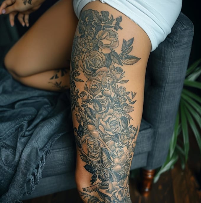 create a tattoo design for leg sleeve