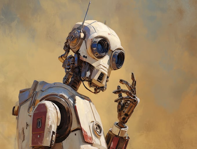 create a unique futuristic robot character illustration