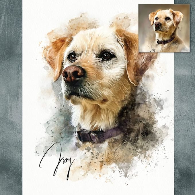 Draw realistic watercolor portrait your pet by Skylaeen | Fiverr