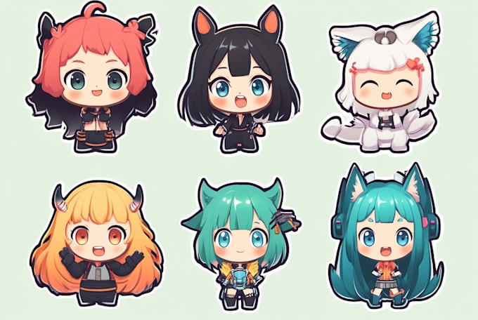 design cute animals emoticon, stickers, character, chibi