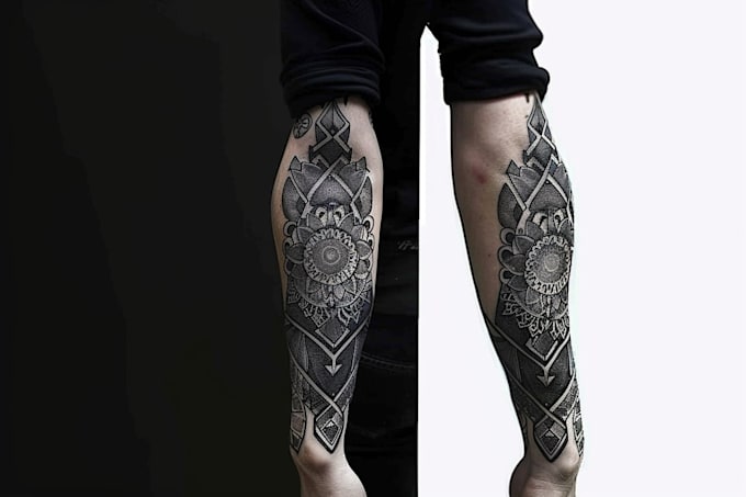 create sleeve tattoo design in geometric style