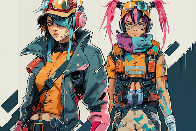 design anime character , cyberpunk character