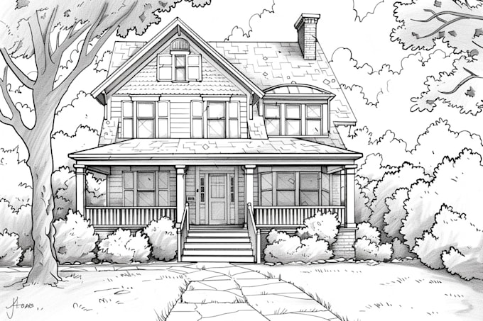 Draw detailed building line art and product line art by Hazelenings ...