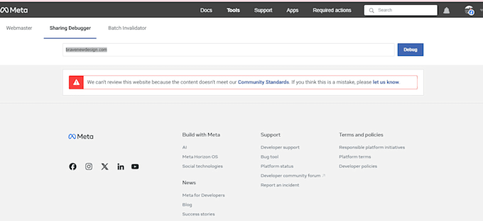 help to troubleshoot facebook and ig link sharing issues
