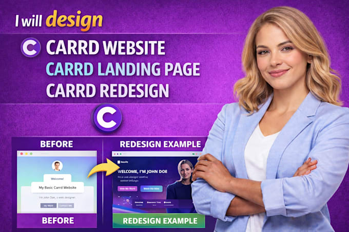 carrd website design, carrd landing page and redesign carrd website design