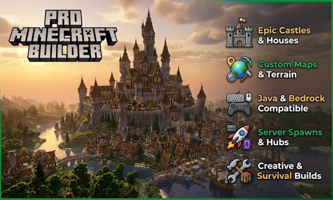 build minecraft castle house base hub spawn map java bedrock minecraft build