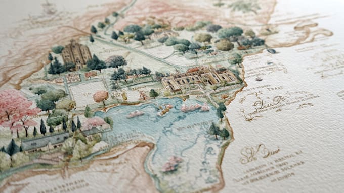 do custom watercolor wedding map