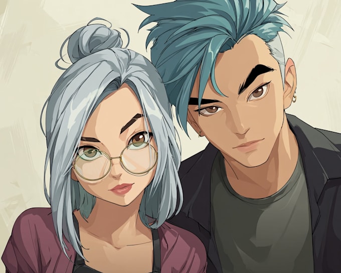 draw cool anime couple for you
