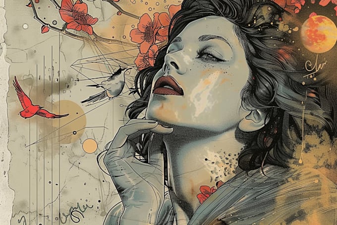 draw vintage digital hand drawing poster arts