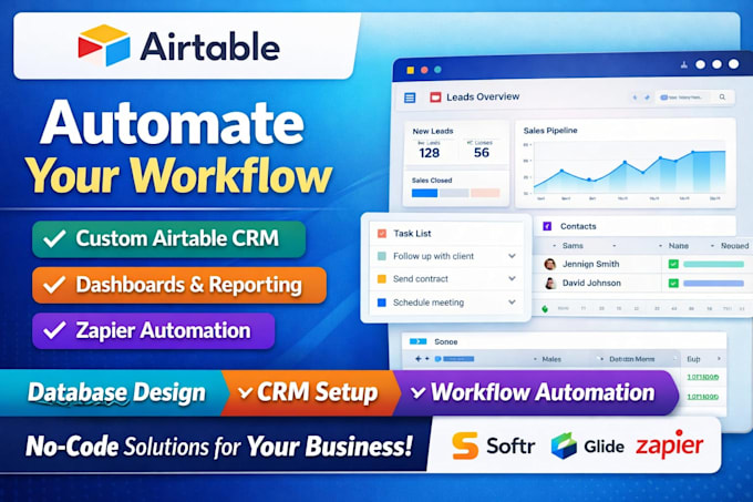 design airtable database, crm, automation and dashboard