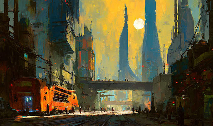draw a cyberpunk city visuals for your project