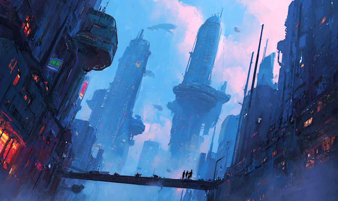 create a stunning cyberpunk city illustration