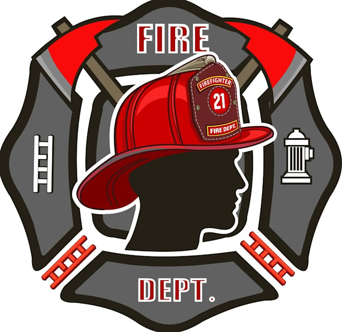 custom firefighter badge, fire rescue, and department logo