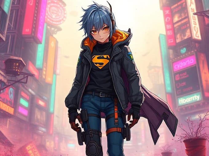 design anime character , cyberpunk character