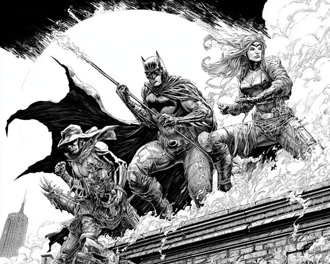 illustrate custom comic characters and superheroes