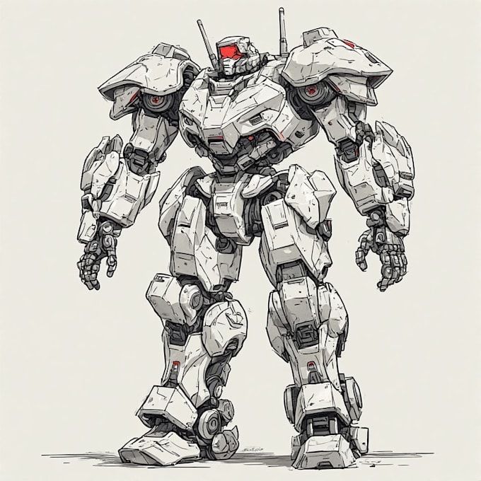 draw amazing character mecha robot illustration